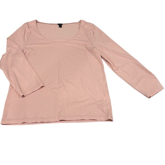 J.Crew Pink long‎ Sleeve Cotton Scoop Neck Top Women's Size XL - Picture 4 of 11